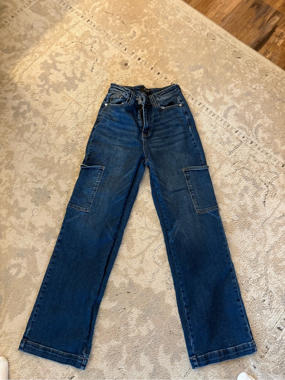 Judy Blue Dark Blue Straight-Leg Cargo Jeans
